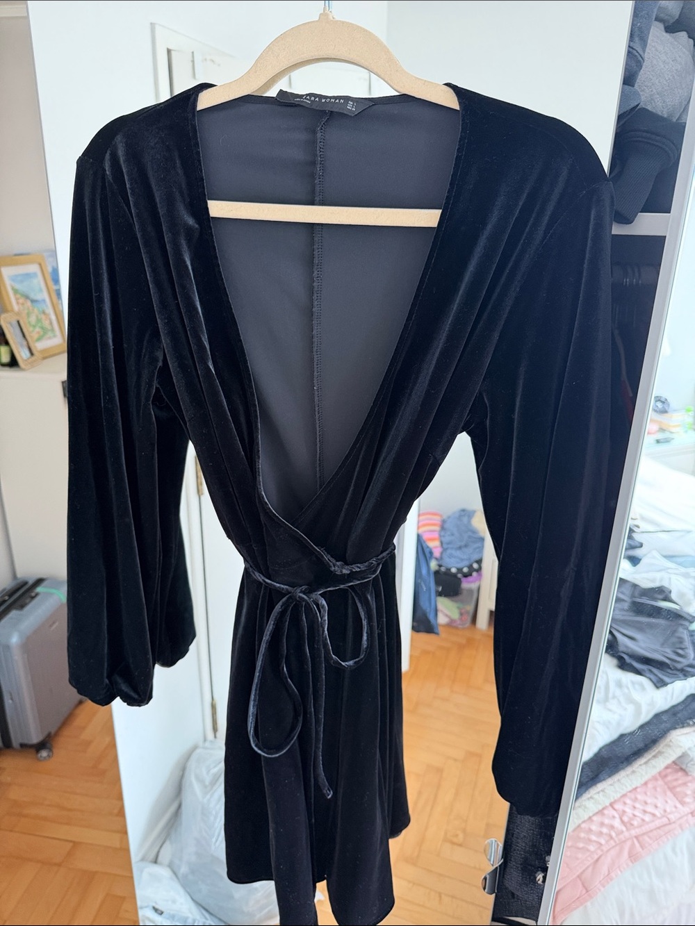 Zara Women’s Black Velvet Wrap dress - Classic Comfort